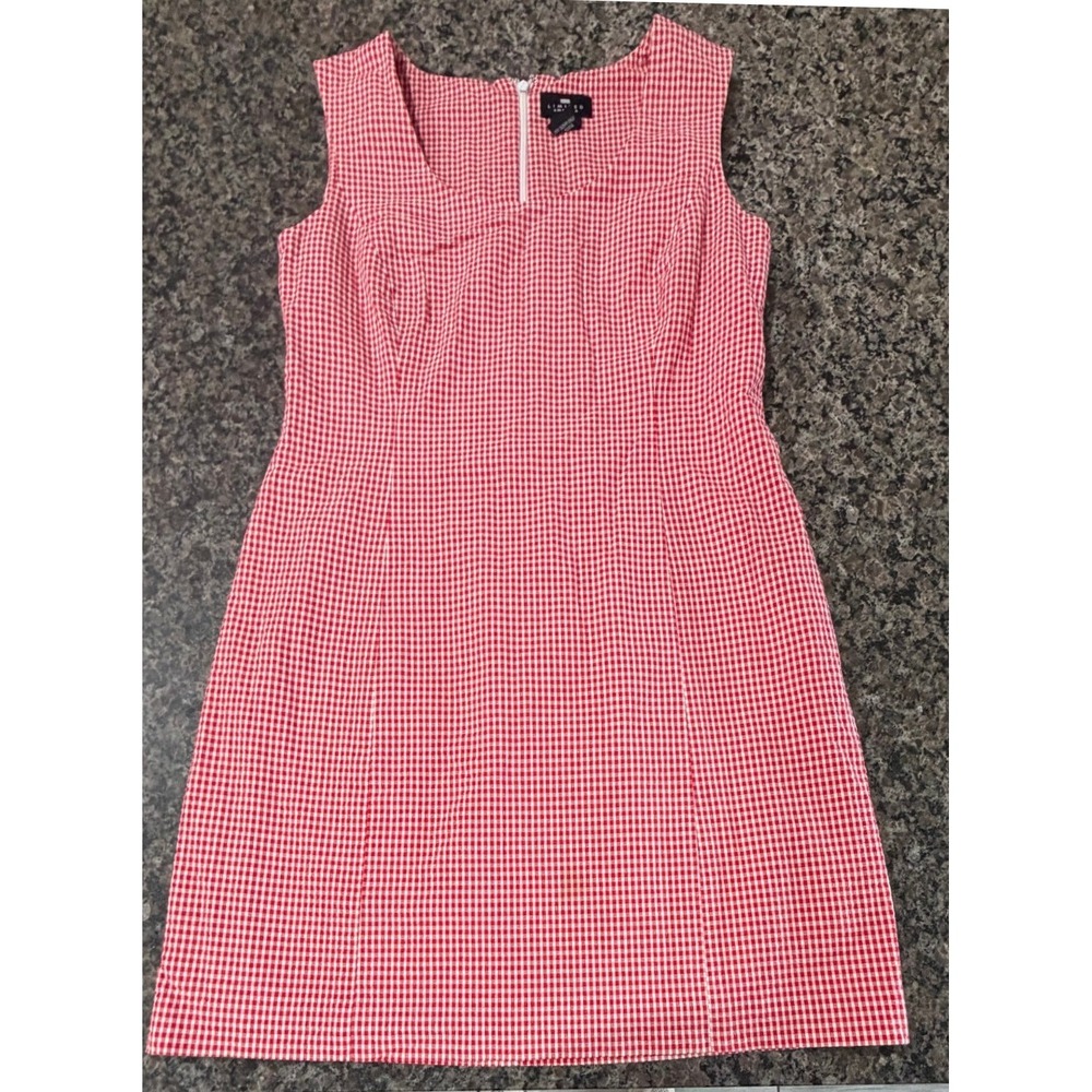 Limited America Womens Red White Gingham Cotton Sleeveless Shift Dress Size 8